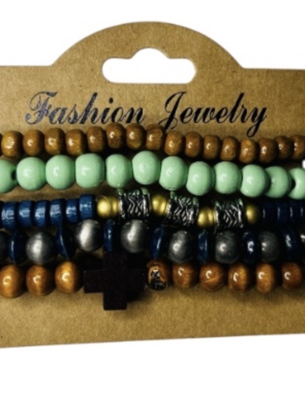 NWT Fashion Jewelry Men's Brown Beaded Bracelet Set
